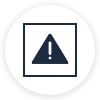 Warning symbol with black triangle and exclamation mark in square box on light background.
